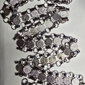 Vintage Sarah Coventry "Disco-Tek" Silver Chain Link Belt And Bracelet.